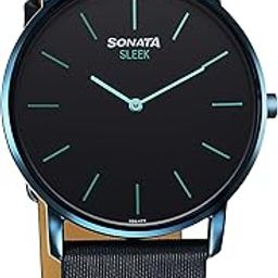 sonata Sleek Quartz Analog Blue Dial Blue Leather Strap Watch for Men-picture-22