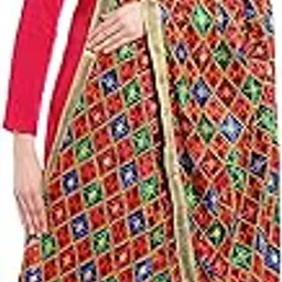 dupatta bazaar Woman's Multicoloured Embroidered Phulkari Chiffon Dupatta.-picture-10