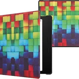 kwmobile Case Compatible with Amazon Kindle Oasis 10. Generation Case - eReader Cover - Rainbow Cubes Multicolor/Green/Blue-image-40