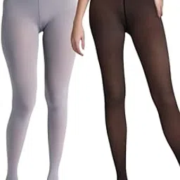 Pack of 2 Stockings For Women Summer Wear | Opaque Pantyhose Stockings -Grey and Black-image-57
