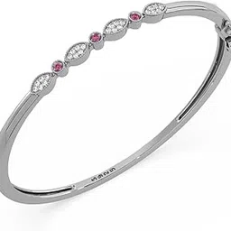 925 Sterling Silver Kada Bracelet Pure Rhodium Plated Cubic Zirconia Hypoallergenic Kada for Women | Pure Silver Valentine Gift for Women | 6 months warranty-image-17