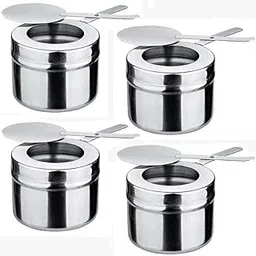 4PCS Stainless Steel Fuel Holder with Safety Cover,Canned Heat Fuel Box,for Buffets and Catering Events,Silver-picture-10