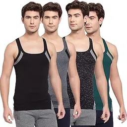 sporto Men's Cotton Solid Multicolor8 Square Neck Sleeveless Gym Vest - Pack of 4 (#755-S)-picture-41