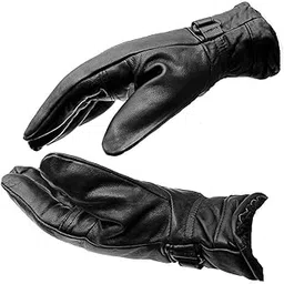 AVBA Men Black Solid Leather Warm Winter Riding Gloves, Protective Cycling Byke Bike Motorcycle Gloves(Black_Large)-picture-10