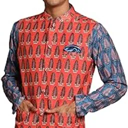 vastramay Men's Orange Nehru Jacket-picture-58