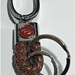 spodbro Fashionable Leather Chrome Metallic Keychain, Double Ring, Hook Keyring, Pack of 1-picture-27