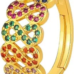 lishanti 18K Gold Plated Ring for Women Multicolor Gemstone Ring Heart Infinity Style Ring for Womens and Girls image 1