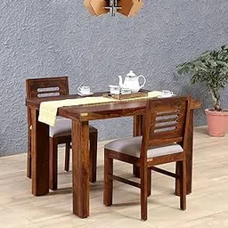 SHREE NATH JI CRAFT HOUSE Sheesham Wood 2 Seater Dining Table with Cushion Chair for Living Room Dining Room Sets Furniture (Honey Finish)-picture-14