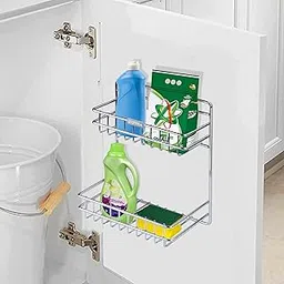 Plantex Self Adhesive Stainless Steel Bathroom Detergent Holder/Small Bathroom Storage Rack/Under The Sink Detergent Holder (Chrome)-picture-24