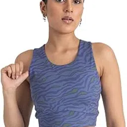 2 in 1 Sports Bra Crop Top for Women| Round Neck Racerback Sports Bra| Lightly Padded| Medium Coverage| 4 Way Stretch Sports Bra for Gym Workout| Sweat Wicking Fabric-image-86