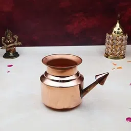 ROLIMOLI Pure Copper Handmade Plain Jal Neti Pot | Lota Yoga and Ayurveda for Sinus, Nose Irrigation and Cleaning (Size : 10cm | Weight : 125gm Approxe)-picture-10