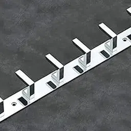 iSTAR 6 Pin Bathroom Cloth Hooks Hanger Wall Bedroom Bathroom Robe Hooks Rail for Hanging Keys,Clothes,Towel Steel Hook (Pack of 1, Silver) image 1