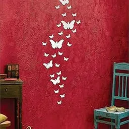 Wall1ders Acrylic Butterflies Wall Sticker, Silver-picture-11