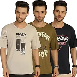 mack jonney Printed Oversized Fit Round Neck Cotton Half Sleeves Tshirt for Men(Pack of 3)-MACK635126-picture-37