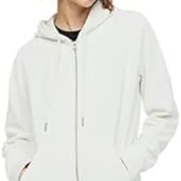 earthstick Women's Cotton Plain Hooded Neck Full Zipper Sweatshirt Hoodies with Muff Pocket-picture-23