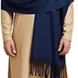 muffly Men Premium Wool Blend Solid Men Stole with Fringe Detailings-picture-23