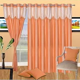 Home Garage Eyelet Long Door Polyester Curtains Set of 2 - (Orange 4x9)-picture-21