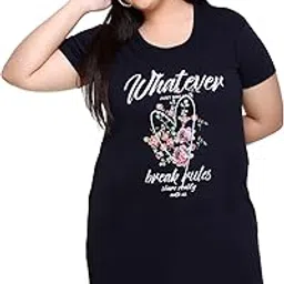 in love Women's Plus Size Cotton Long-line Chest Print T-Shirt with Pocket-picture-15