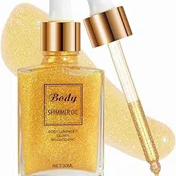 Face Body Glitter, Long Lasting Glitter Body Shimmer Oil, Hydrating Glitter Liquid Highlighter Makeup, Natural Sparkly Body Oil, Dewy Face Glow-picture-50