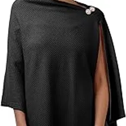 Zelena Cotton Bamboo Blend Premium Nursing Cover for Breastfeeding | Breastfeeding Cover for Mothers | Feeding Shawl for Mother | Breathable Nursing Covers | Poncho for Mom (Black)-picture-11