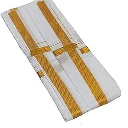 Vajid Treds | Cotton Men's White Angavastam with Zari Border Size:60 Inch X 27 Inch | Handloom weaved Angavastram | Pack of 2-picture-48