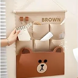 Cotton Wall Hanging Storage Organizer | 6 Pocket Hanging Bag for Cosmetics, Keys, Stationery, Toys & Kitchen Items | Space-Saving Fabric Wall Organizer with Hooks for Any Room-picture-30