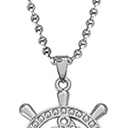 m men style Anchor Ship Wheel Nautical Silver Zinc Metal Ship Pendant Necklace Chain for Men and Women-picture-47