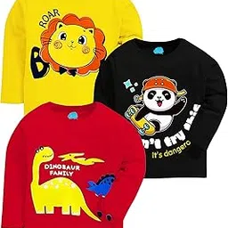 little lush Baby Boys (Infants Full Sleeves) Regular Fit Cotton T-Shirt - Pack of 3 | Red, Black, Yellow-picture-48