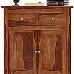 Solid Wood Sideboard Cabinet with 2 Drawers and 2 Doors Rustic Brown Finish Storage Cabinet for Dining Room, Living Room-picture-13