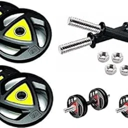 Body Maxx Professional Metal Integrated Adjustable Home Gym Set with Combo of Rubber Plates and Dumbbell Rods Pair & Nuts. (10KG)-picture-67