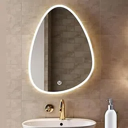 Alfa Design LED Irregular Wall Mirror - 24"x 17" LED Bathroom Mirror Dimmable Asymmetrical LED Mirror for Bathroom Bedroom Wall Mounted Mirror image 1