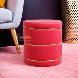 JUMBO CRAFTS Ottoman Stool for Living Room Sitting Pouffe Foot Stool Upholstered Pouffe Puffy Foot Rest Home Furniture Pouf Round Stool for Office Room Dcor - Pink-image-49