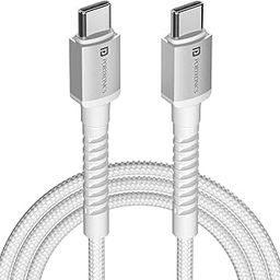 Portronics Konnect X 60W Type C to Type C Unbreakable Nylon Braided Cable, 2M Fast Charging Cable for iPhone 15 series, iPad, Samsung Galaxy & other Type C Devices(White)-picture-8