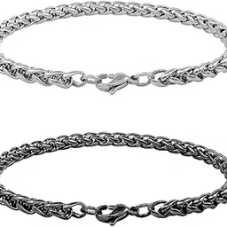 nakabh Combo of Chain Stainless Steel Wrist Bracelet for Men Boys Unisex (2220141P)-picture-30