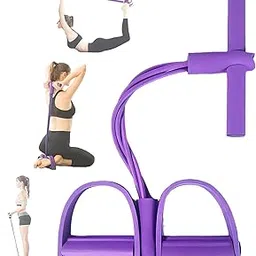 21 Fitness Resistance Bands-4 Tube Pedal Ankle Puller - 2025 New Sit up Leg Stretch Rope Exercise Bands with Handles, Stretching Workout Fitness Bands for Arm Weights Exercise Equipment (Purple)-picture-25