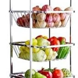 Shelfmart 4 Layer Kitchen Storage Stand Kitchen Organizer Container Fruit Vegetable Trolly-picture-11
