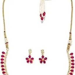 rubans Gold-Toned Pink CZ Stone-Studded Jewellery Set For Women-picture-46
