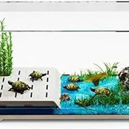 TRENDIVIBE Turtle Tank PET Material Dry-Wet Separation Desktop Aquarium with Basking Platform White Upgrade Small-picture-23