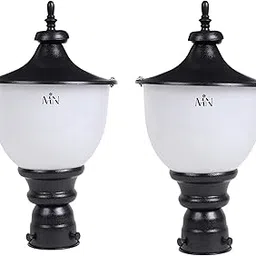 M N Lite Unbreakable Set of-2 Waterproof Stairs Shape Gate Light,Outdoor Garden Light, Pillar Light, Pole Light, Main Gate Light, Best for Outdoor Light ((Black and Milky White)-image-23