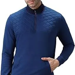 Men's Cotton Solid Button High Neck Sweatshirt-image-7