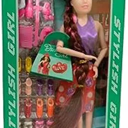 RISHI QUALITY Beautiful Long Hair Doll Toy with Moveable Arms, Legs, Elbow & Knee for Girl. Doll with Accessoires for Playing. Birthday Return, Wedding, Diwali Gift. (Dazzling Doll Set)-picture-22