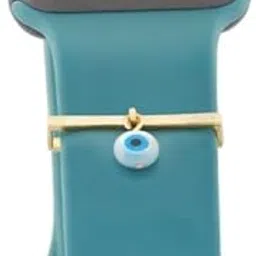 Evil Eye Round Pendant Decorative Ring Loops Jewellery Accessories Compatible with Smart Watch Silicone Band Strap | Skin Friendly Brass Alloy | Ideal Gift for Her/Women/Girls-image-7