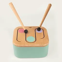 JUGO PLAY Wooden Drum for Toddlers & Kids | 3 Unique Sounds | 2 Sticks | Tune Cards | Age 1+-picture-15
