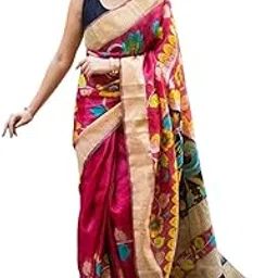 rajmala fashion RAJMALA Women's Floral Elegance Tussar Silk Digital Printed Saree with Matching Blouse Peice-picture-55