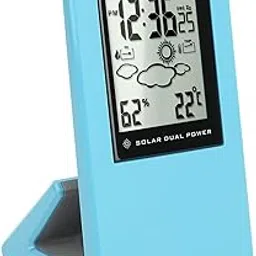 Weather Temperature Humidity Clock, Weather Stations Indoor Outdoor Thermometer, Temperature Humidity Monitor with Sensor and Switching Function, Home Weather Station (Blue)-picture-33