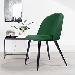 Finch Fox Romantic Vintage Dining Chairs Rustic Dark Green Velvet Cushion Seat Chair with Black Powdered Coated Metal Legs image 1