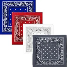 aadikart 100% Cotton Paisley Printed Novelty Cowboy Bandana Handkerchiefs Multi-purpose For Men and Women Pack of 4-picture-18