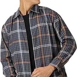 thomas scott Men's Cotton Regular Fit Classic Checkered Shirt Shacket with Zip Placket and Side Welt Pockets-picture-21