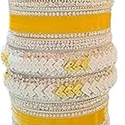 DIVEES Yellow Bengal Chuda Set For Women & Girls Bangles (CHUDA-SET-WHITE-12)-picture-34