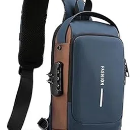 TS WITH TECHSUN Waterproof Polyester Slim Unisex Crossbody Sling Bag Chest Backpack Men's Shoulder Bag, Leisure Travel Handbag, Hard Shell Anti-Theft Chest Bag-image-4